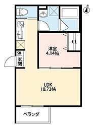 Pomelo 2階1LDKの間取り