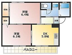 ソルクバードH 2DKの間取図画像