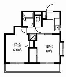 ヴィスタハウスNo.5 2Kの間取図画像