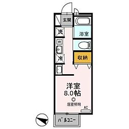 ウェルヴィラ 2階ワンルームの間取り