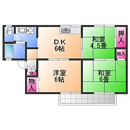 セジュールエクレアB棟 3DKの間取図画像