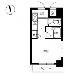 スカイコート早稲田第2 2階ワンルームの間取り