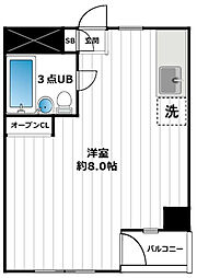 北千住東宝ビル ワンルームの間取図画像