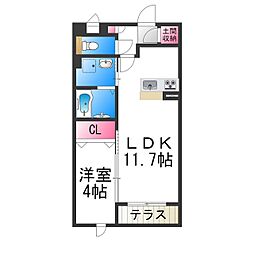アルベイト石津川 1階1LDKの間取り
