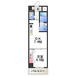 リアライズ深井駅前 1DKの間取図画像