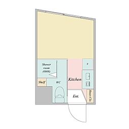 東急目黒線 西小山駅 徒歩3分の賃貸マンション 2階ワンルームの間取り