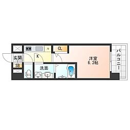 エスリードRESIDENCE大阪福島CITYWEST 1Kの間取図画像