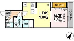 Ｄフラット恋ヶ窪 2階1LDKの間取り