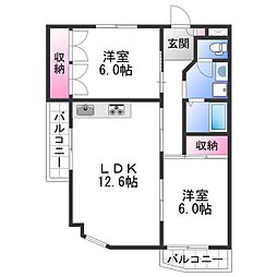 ラピュタ宮前 6階2LDKの間取り