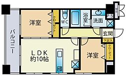 デュオスカーラ東陽町 2階2LDKの間取り