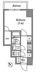 グランパセオ巣鴨2 2階1Kの間取り
