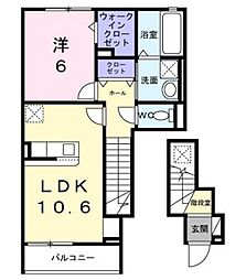ドルチェビータ III 2階1LDKの間取り