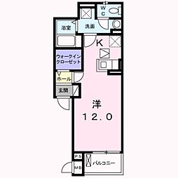 グレースヴィラ 3階1Kの間取り
