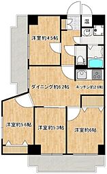 ソレイユ田町 6階4DKの間取り
