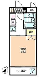 ハイタウン南馬込 5階1Kの間取り