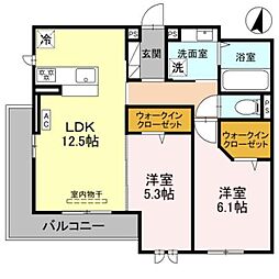 阪急神戸本線 武庫之荘駅 徒歩18分の賃貸アパート 2階2LDKの間取り