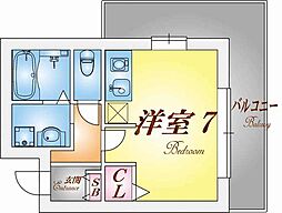 クレアドル須磨 4階1Kの間取り