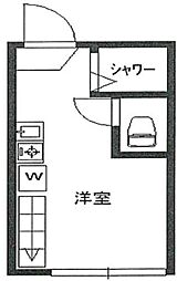 ロイヤルハウス 2階ワンルームの間取り