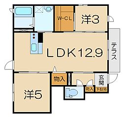 クラヴィエ沖野 1SLDKの間取図画像