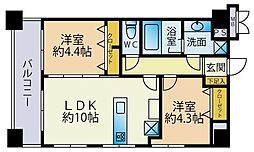 デュオスカーラ東陽町 2階2LDKの間取り