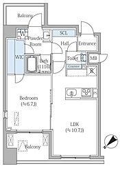 グランジット月島東京ベイ 1LDKの間取図画像