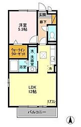 コリーヌ・ドゥ 1階1LDKの間取り