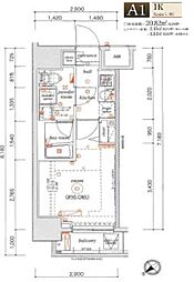 エル・グランジュテ川崎 8階1Kの間取り