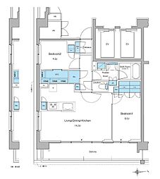新宿区高田馬場3丁目マンション 2LDKの間取図画像