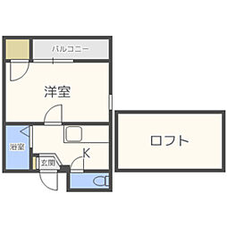 コンフォルト博多Ｉ 2階1Kの間取り
