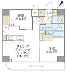 アジールコート町屋 8階2LDKの間取り