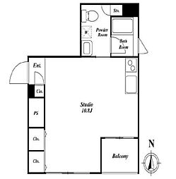 サンチャリーフ 1階1Kの間取り