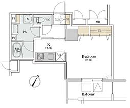 カスタリア人形町3 1Kの間取図画像