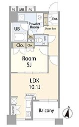 プレシス東神田 9階1LDKの間取り