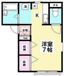 コーポ栄 1階1Kの間取り