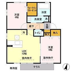 メゾンアンソレイユVI 1階2LDKの間取り