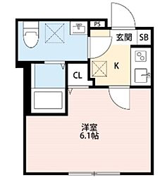 NKクレール幕張 2階1Kの間取り