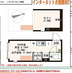 レオトピア北千住 ワンルームの間取図画像