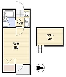 メゾンフルール 1Kの間取図画像