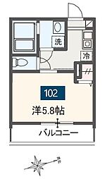 MELDIA稲城 1Kの間取図画像