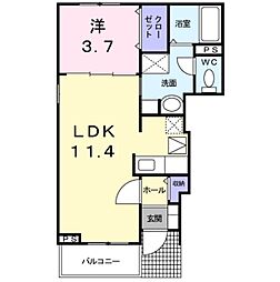 モダンアーク　Ｂ 1階1LDKの間取り