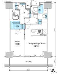 ロイヤルパークスＥＲ万代 4階1LDKの間取り