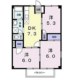 ニューパークハイツ 2階3DKの間取り