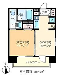 パークアクシス亀戸中央公園 12階1DKの間取り