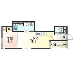 YSメゾンHOLY 1LDKの間取図画像
