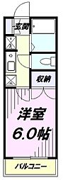 サンエスコート所沢 3階1Kの間取り