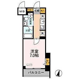 カスタリア武蔵小杉 1Kの間取図画像