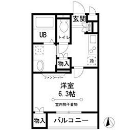 サニーサイド旗の台 1階1Kの間取り