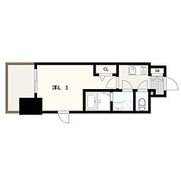 近鉄けいはんな線 長田駅 徒歩3分の賃貸マンション 12階1Kの間取り