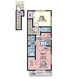 パレットコート 2階1LDKの間取り
