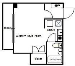 スミノエ上野ビル ワンルームの間取図画像